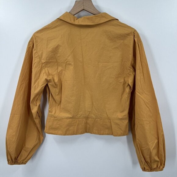 Anthropologie Sunday In Brooklyn Twist-Front V-Neck Blouse In Gold - Picture 11 of 13